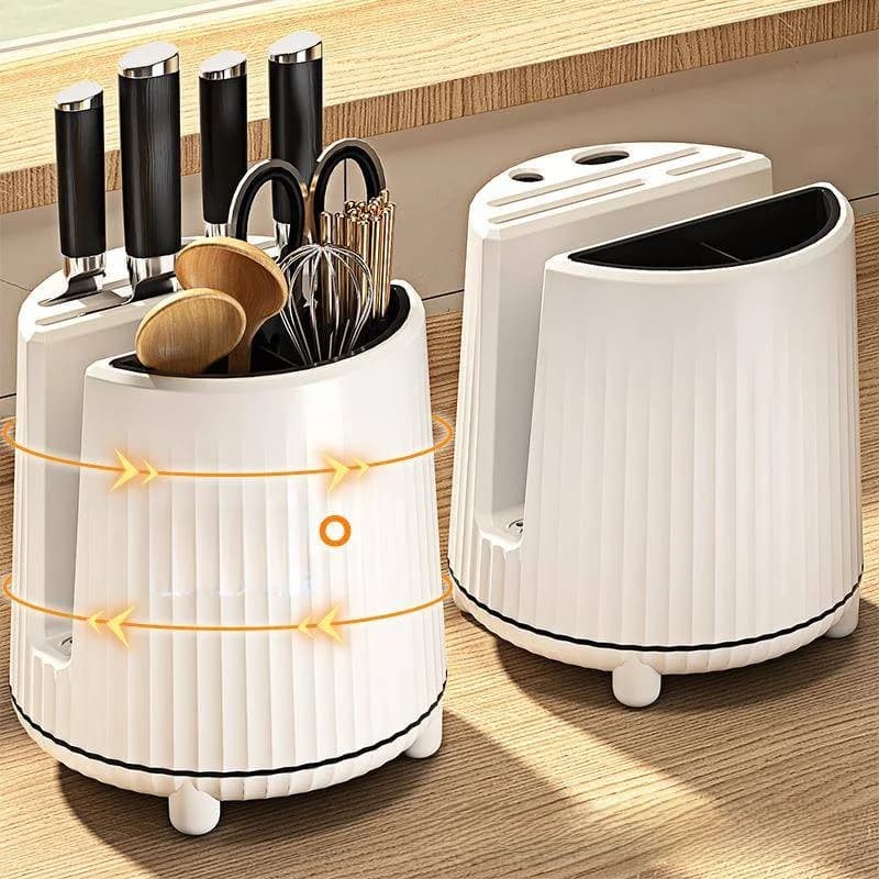 Multi-Functional Kitchen Rotating Storage Rack Home Utensil Holder Knife Tool Chopsticks Drain Rack BN046 Plastic Material