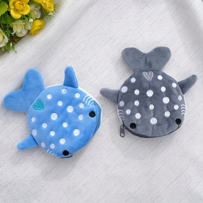 Portamonete da uomo con design simpatico a forma di squalo con bocca grande, piccolo portafoglio, borsa in peluche