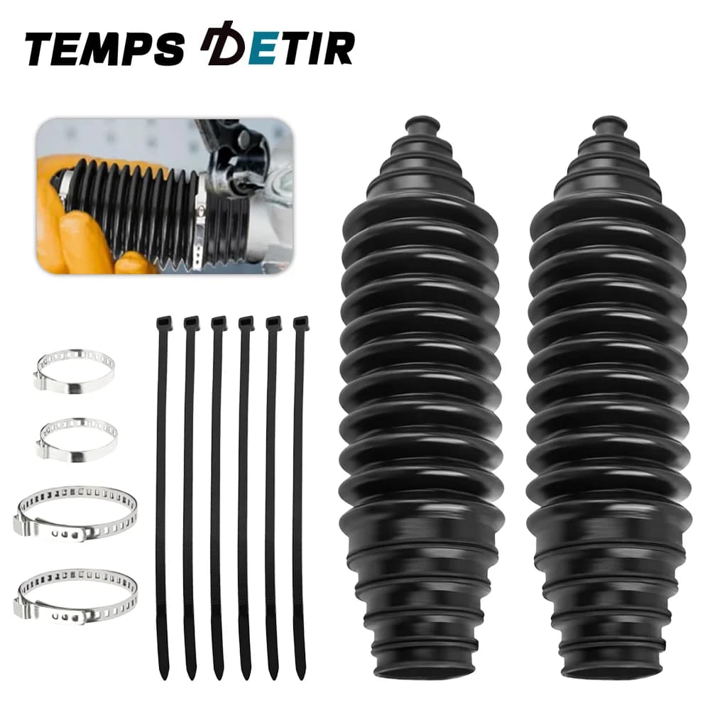 Kit di soffietti per tiranti interni auto, soffietto sterzo a pignone e cremagliera, con fascette e morsetto, per la protezione del sistema sterzante, accessori professionali per auto