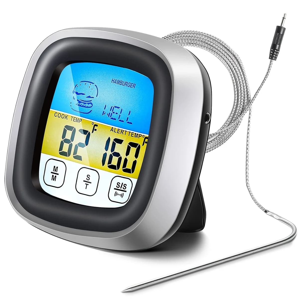Digital Meat Thermometer BBQ Timer Cooking Tools Long Probe Oven Thermometer Large LCD Touch Screen Kitchen Instant Read Timer