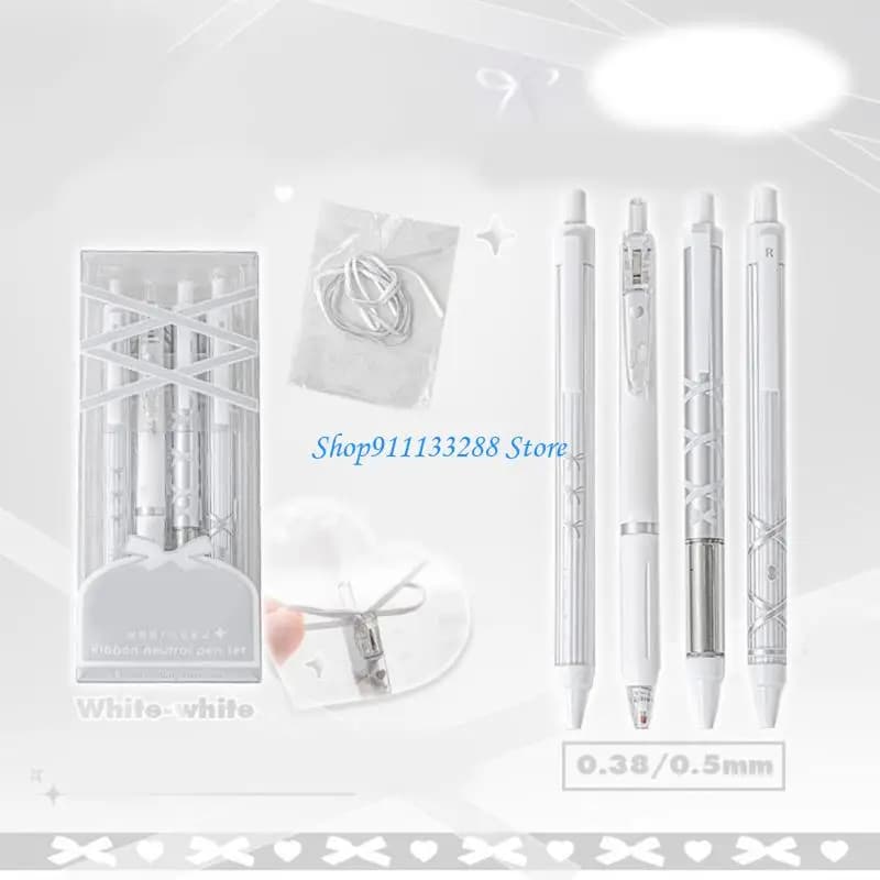 G88D 4 pezzi 0,5 mm penna neutra cinturino per balletto fiocchi penna a inchiostro gel penna regalo penna premendo