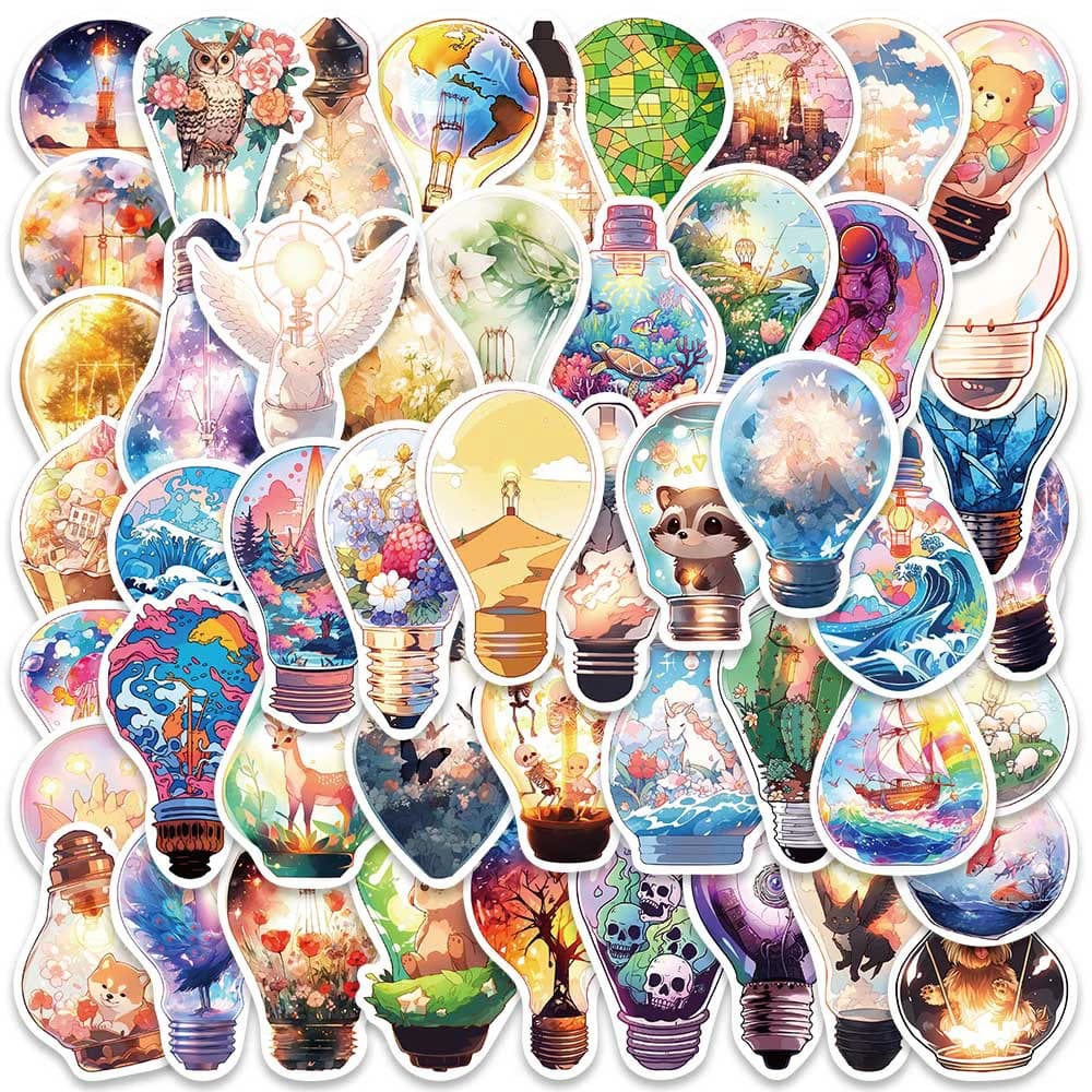 10/30/50 Pezzi Adesivi Fantasia a Forma di Lampadina, Simpatici Graffiti Creativi per Scrapbook, Valigie, Telefoni, Chitarre