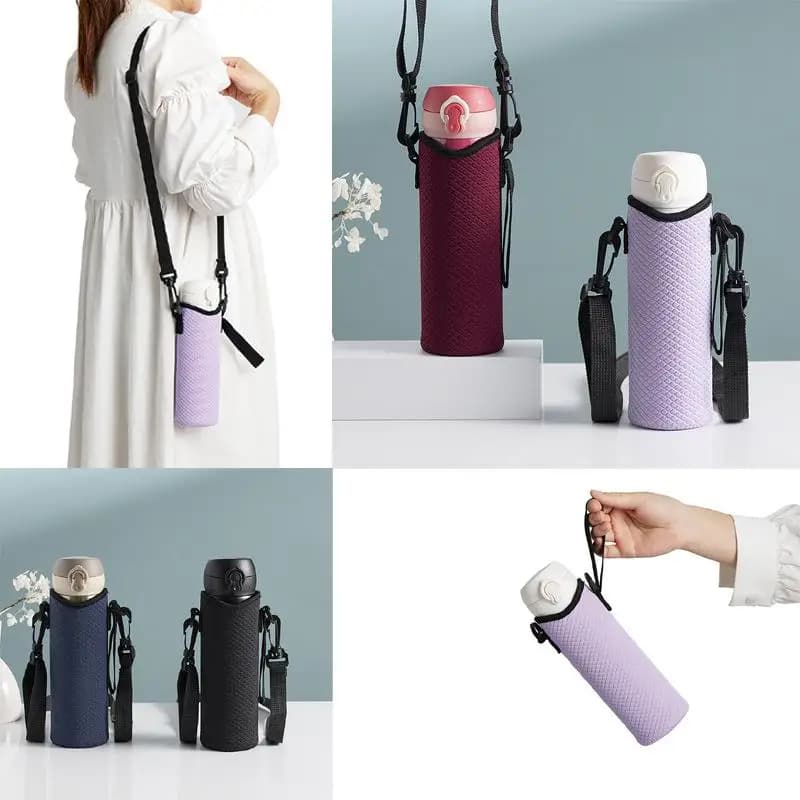 Custodia per bottiglia d'acqua portatile Borsa isolata portatile con tracolla Custodia per bottiglia d'acqua Manicotto per tazza Manicotto per tazza sottovuoto Accessori da campeggio