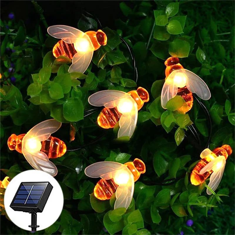 Luci a Stringa LED a Forma di Ape ad Energia Solare per Decorazione Esterna di Giardini, Balconi, Matrimoni, Feste e Strade
