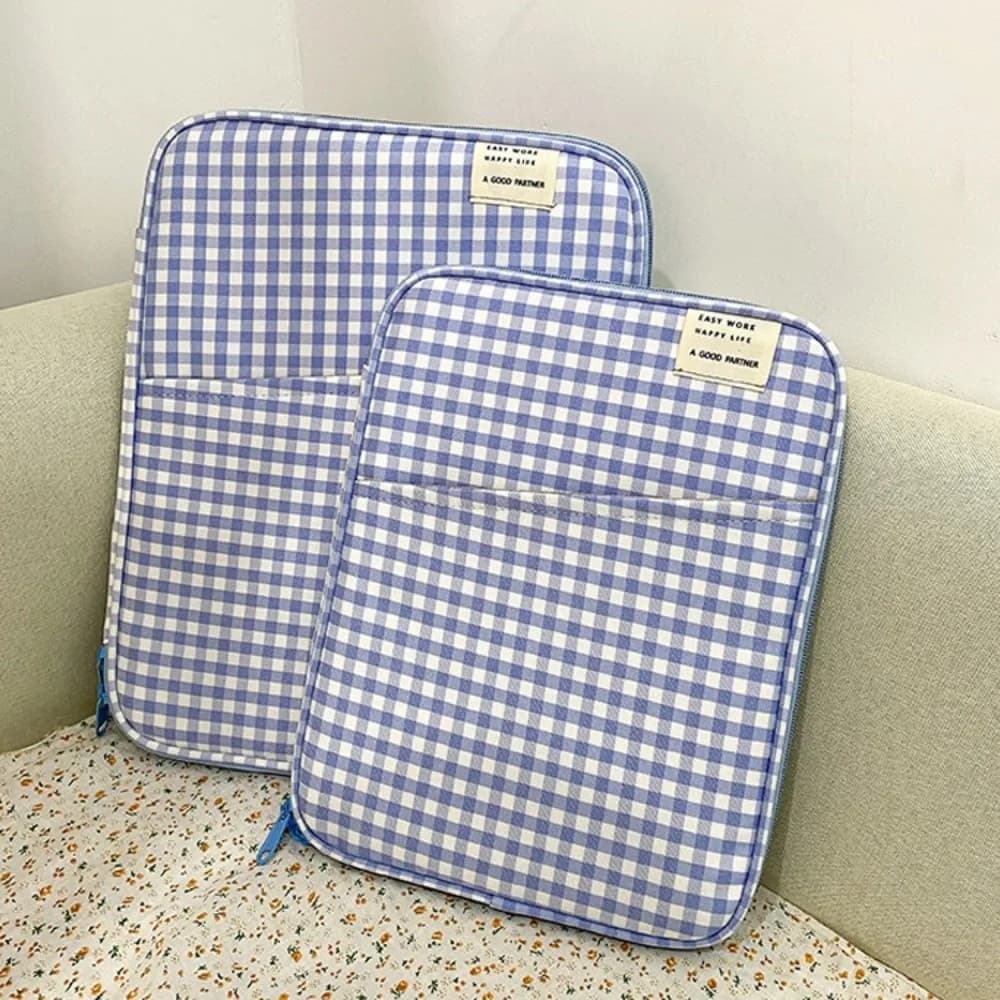 Borsa per Laptop Portatile Ins Grid da 13 Pollici, Custodia Antiurto per Tablet, Borsa Colorata e Carina per Computer da Ragazza, Custodia per Laptop