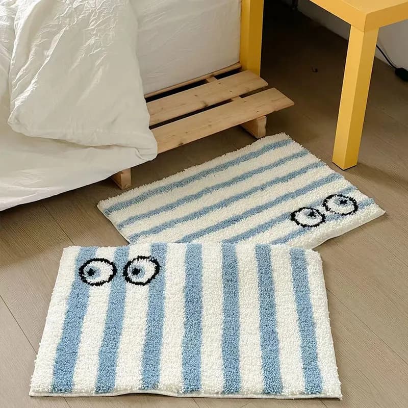 Divertente Tufting Occhi Camera da letto Tappeto Striscia Tappetino da bagno Tappeto da comodino ordinato Tappetino per piedi Tappetino da bagno Zerbino Estetico Home Room Decor