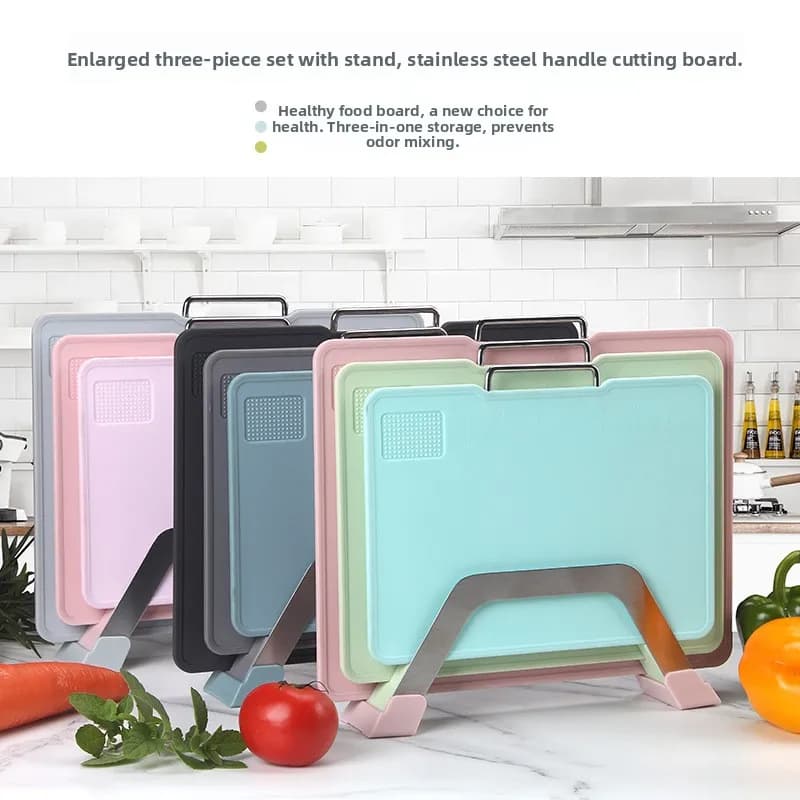 Stainless Steel Taglieri Set with Handle and Spatula for Children's Food Preparation