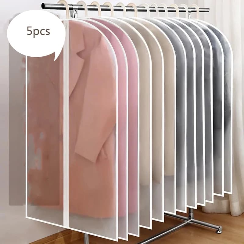 Anti-dust transparent covers, wardrobe coat rack, coat rack, dust cover for thickened down jackets, with zipper, 5 pieces