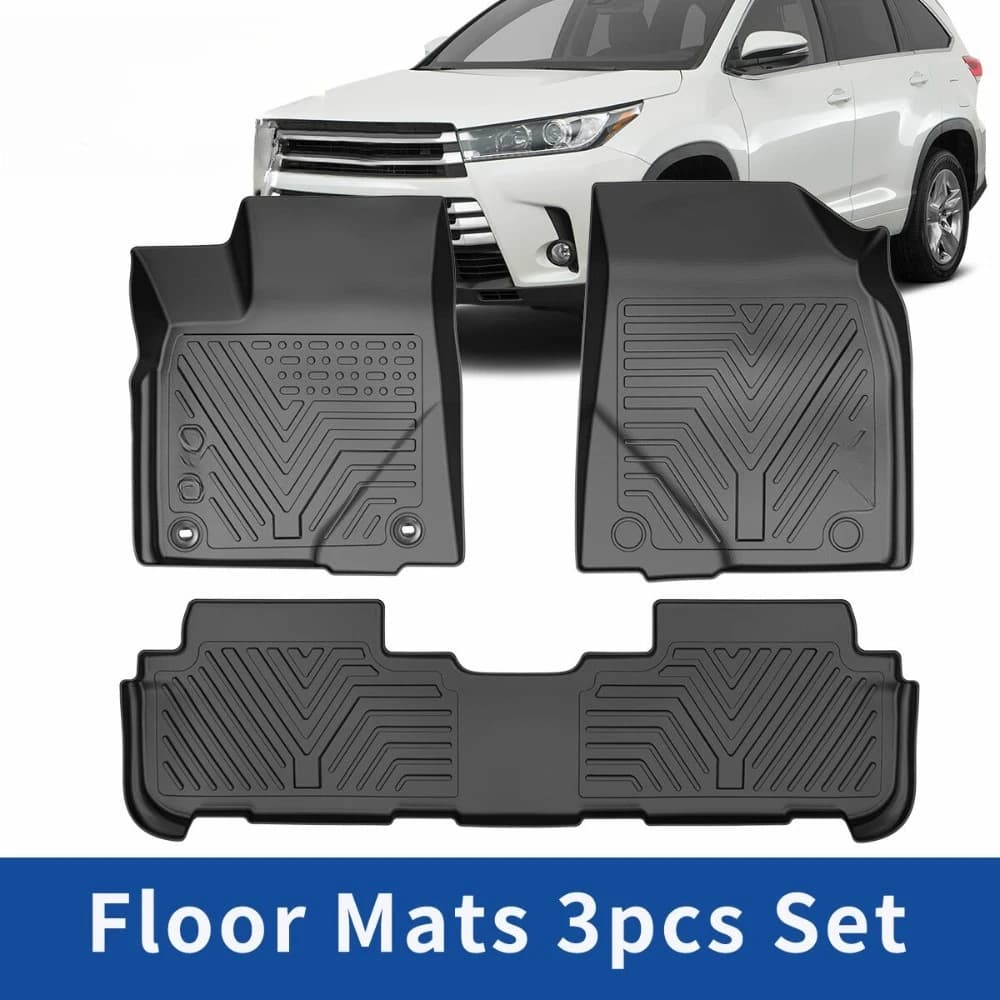 Tappetini per Auto per Toyota Highlander 2014-2019, Anteriori + Posteriori, per Tutte le Stagioni, Rivestimento 3D