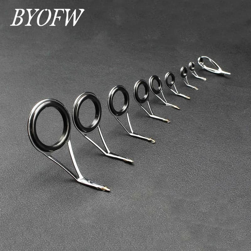 BYOFW 9 PCS Anello in ceramica in acciaio inossidabile Guida per canna da pesca Telaio telescopico Spin Pole Eye Line Anello Pole Building Sostituzione