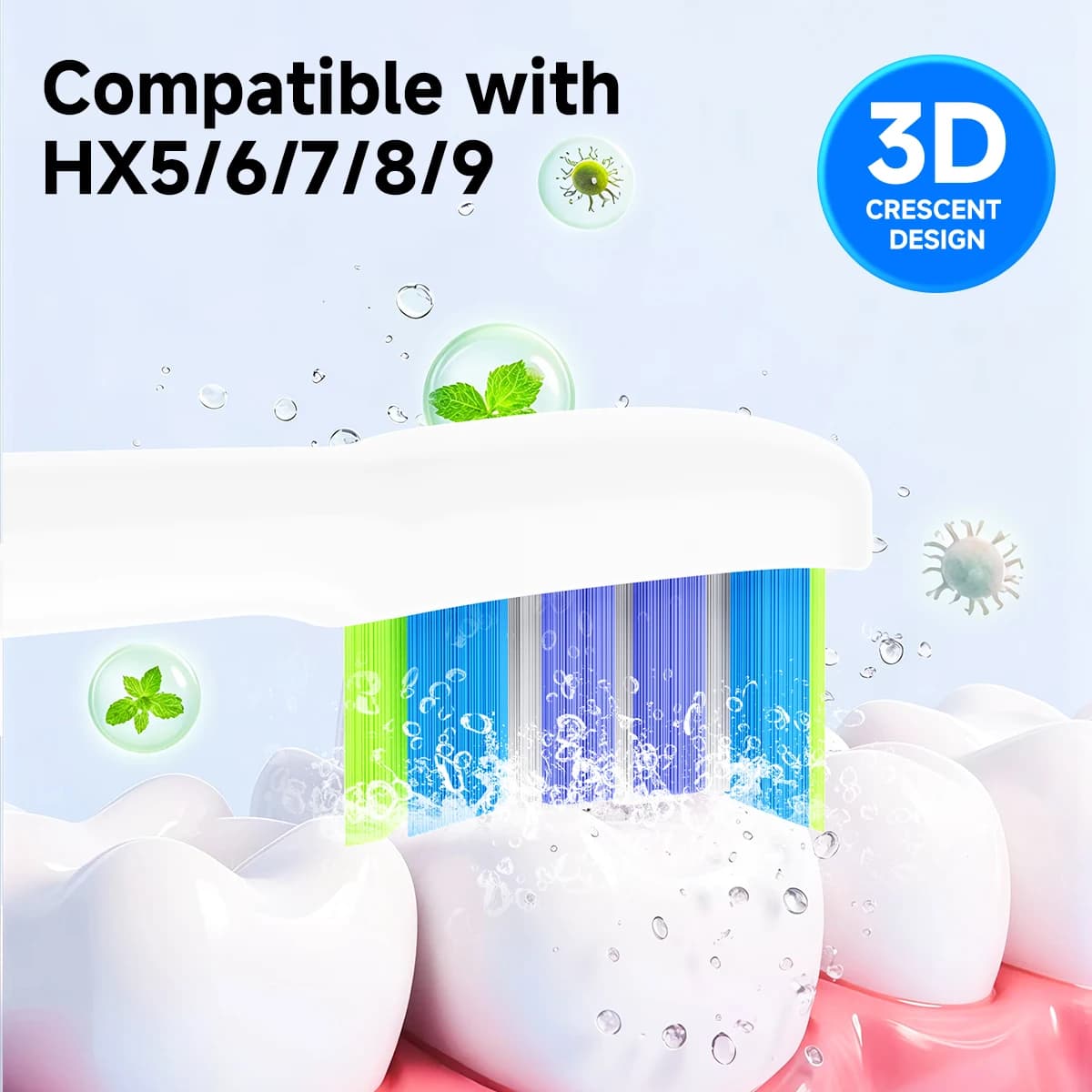 4 spare heads for electric toothbrush compatible with Philips Sonicare spare heads with snap handles