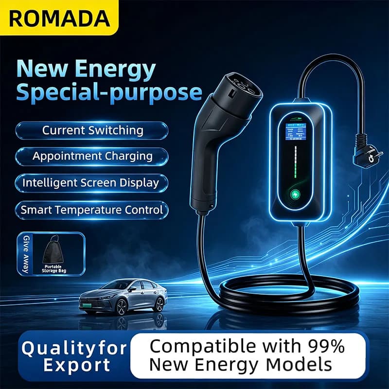 ROMADA Multifunctional New Energy Electric Vehicle Charging Cable with No Ground Wire Required—Portable In-Car Charger 3.5/7 kW