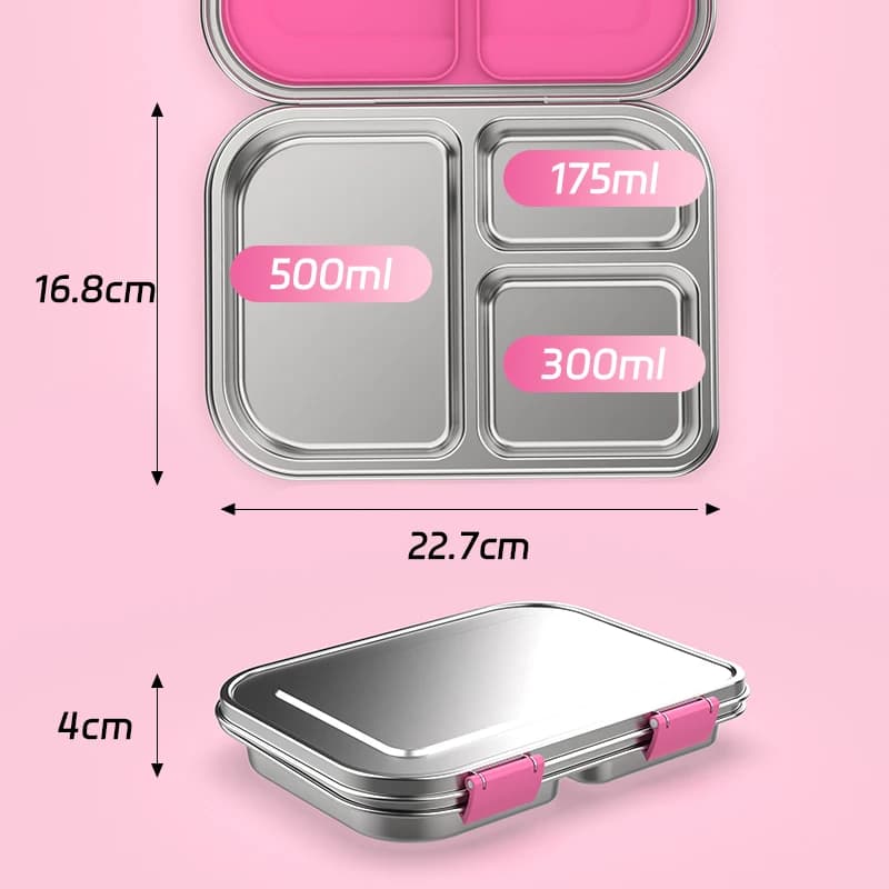 Contenitore per Pranzo in Acciaio Inox a Prova di Perdite, Adatto per Sandwich, Sicuro per Alimenti, Compatto, Perfetto per il Pranzo dei Bambini e degli Adulti