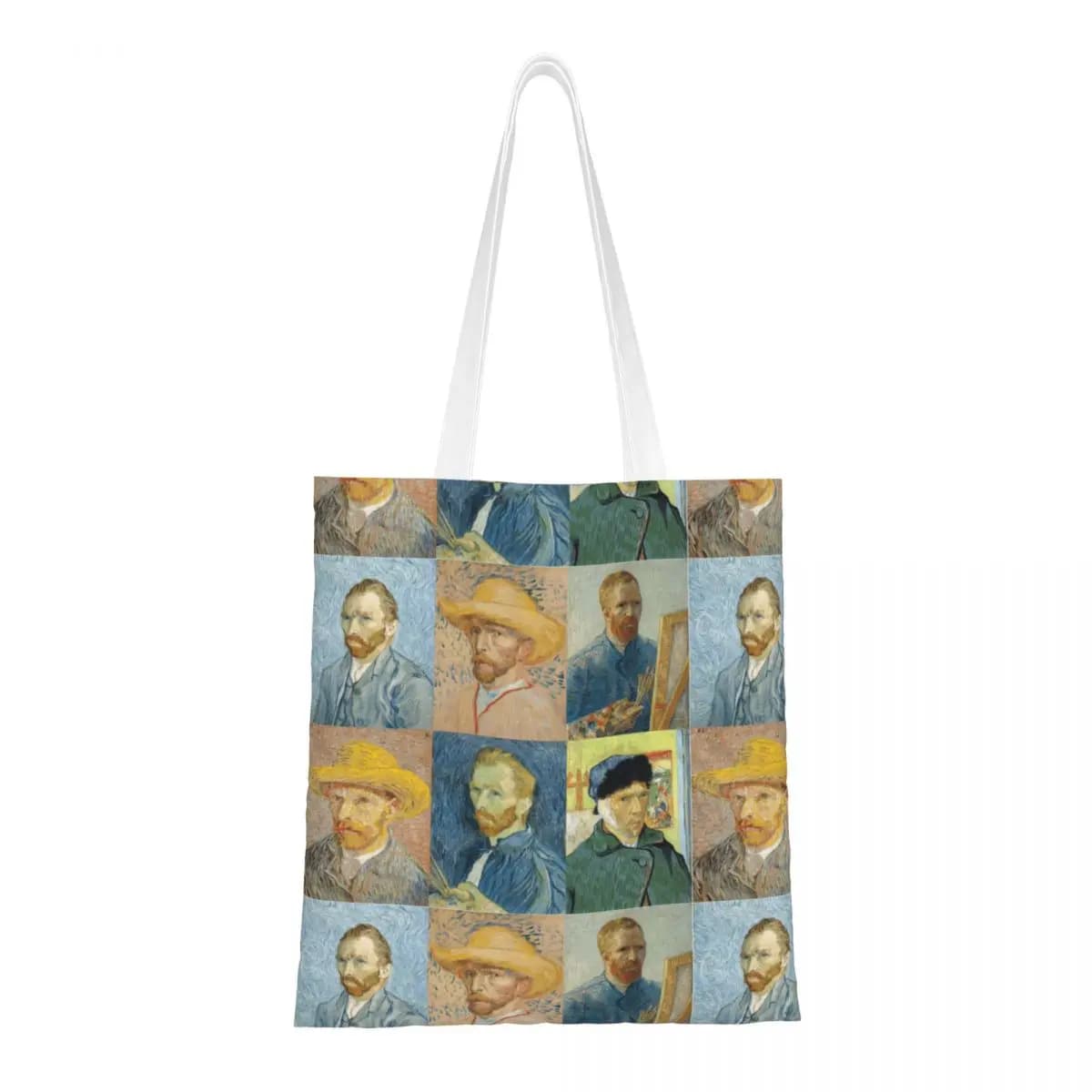 Vincent Van Gogh Autoritratti Borsa tote in tela Cultura pop Girasoli Borse per la spesa artistiche Borse per la spesa grandi per unisex