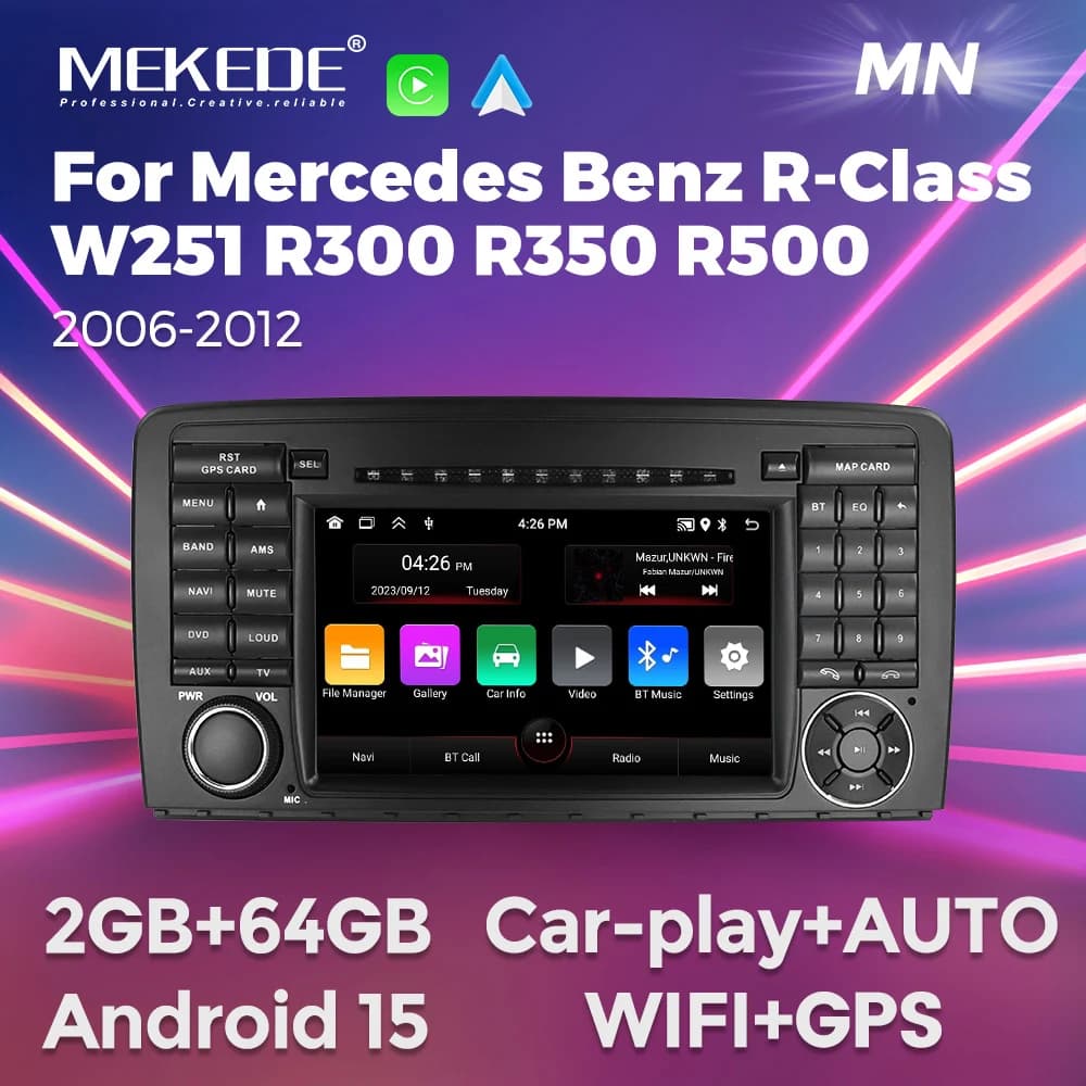 MEKEDE per Mercedes Benz Classe R W251 R280 R300 R320 2005-2017, Sistema Multimediale Android 15 per Auto, Radio Centrale Intelligente