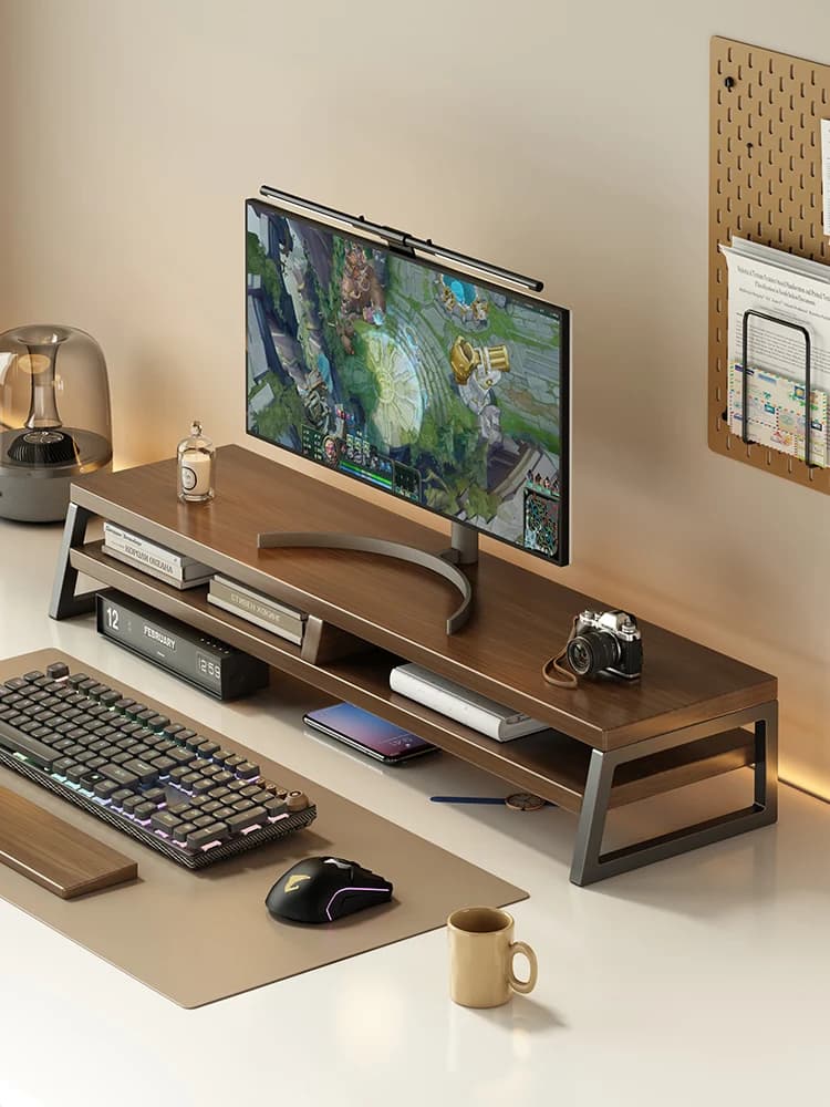Supporto per Monitor da Gaming, Organizzatore da Scrivania, Base per Monitor, Supporto Esteso per Laptop in Acciaio al Carbonio