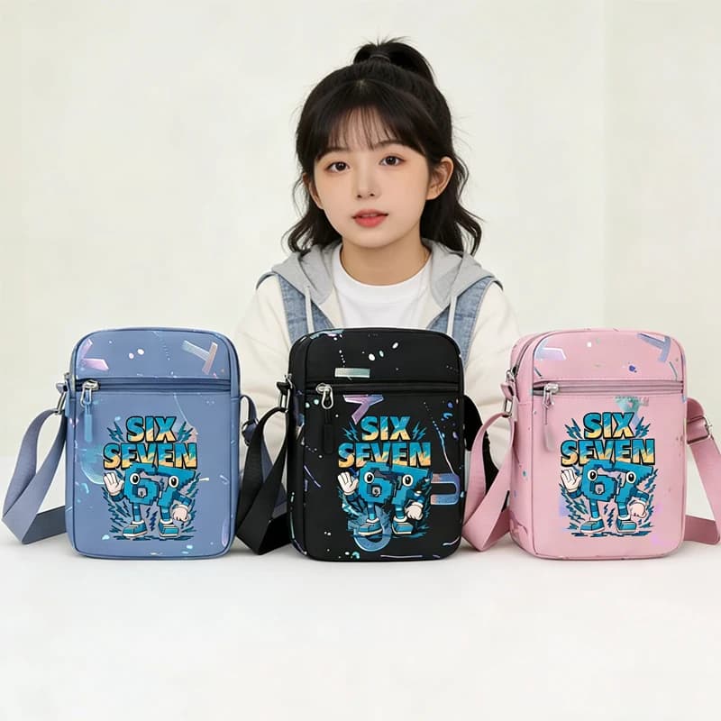 67 Six Seven Italian Brain Rot Borsa per cellulare Mini Nylon Crossody Cellulare Borsa a tracolla per contanti Portafoglio Portamonete Borsa a tracolla