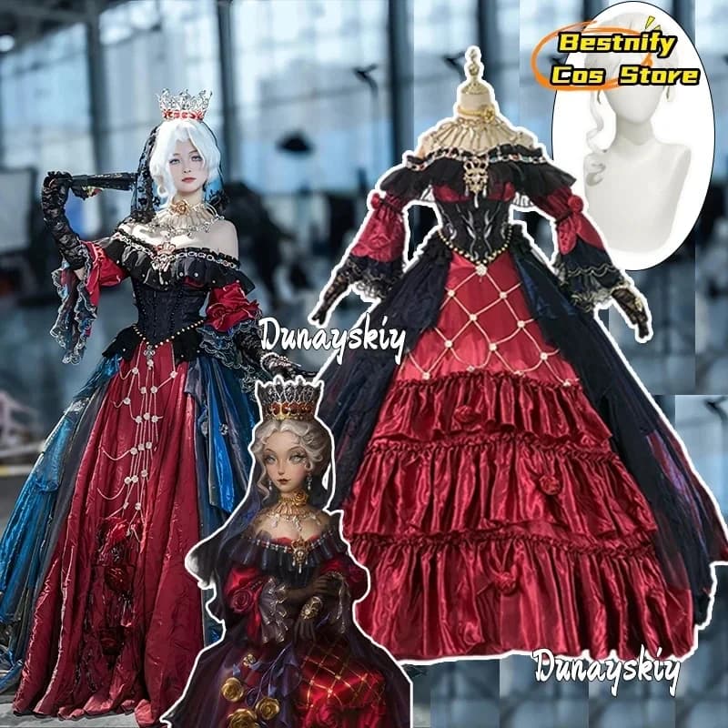 ABC123CosplayMrs.Red Cosplay Costume Game Identity V Bloody Queen False Hope Role-play Princess Lolita Dr3'd,5;h.9/