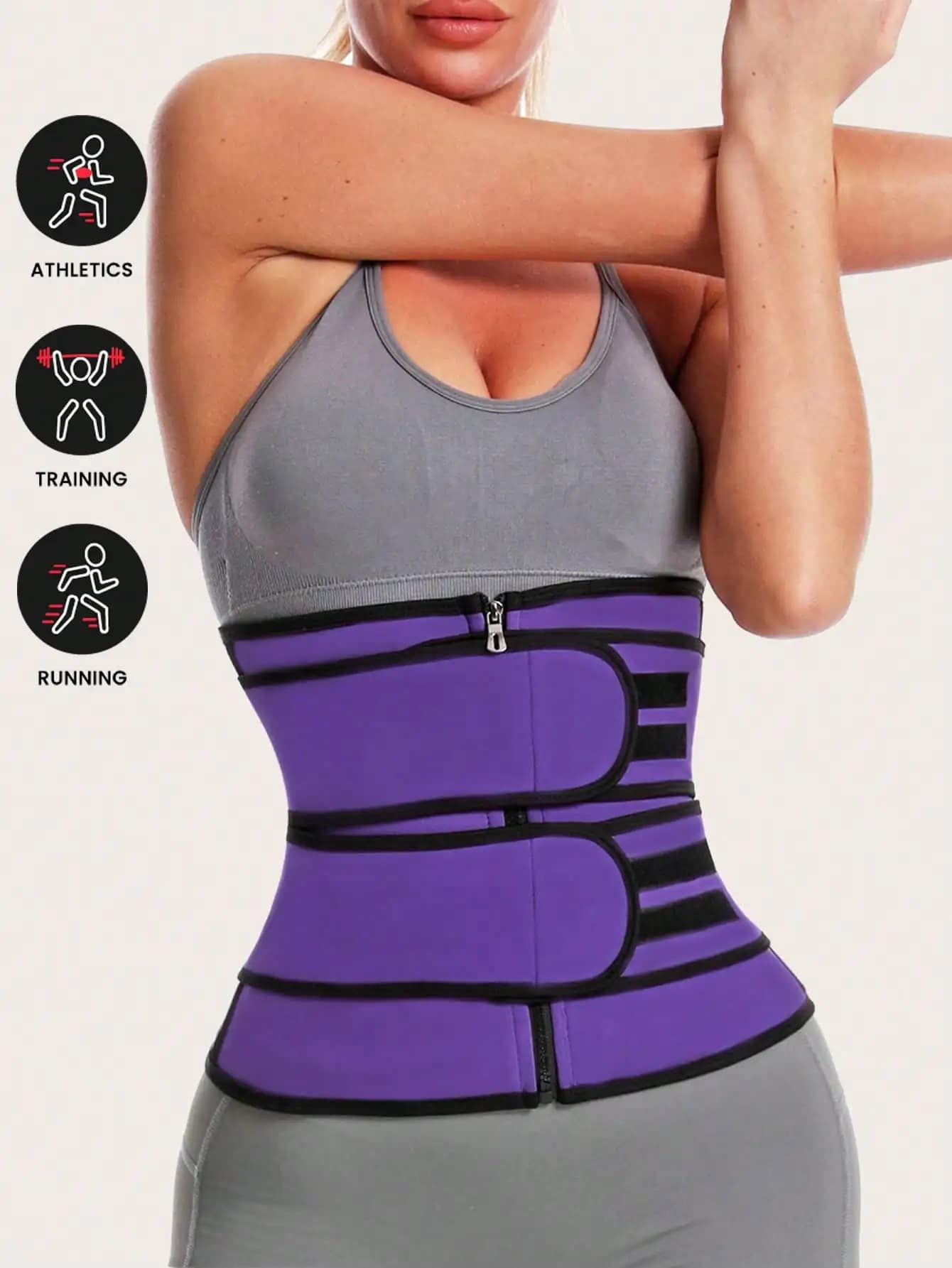 Sports yoga fitness belt zipper double row abdominal shaping belt waist trainer