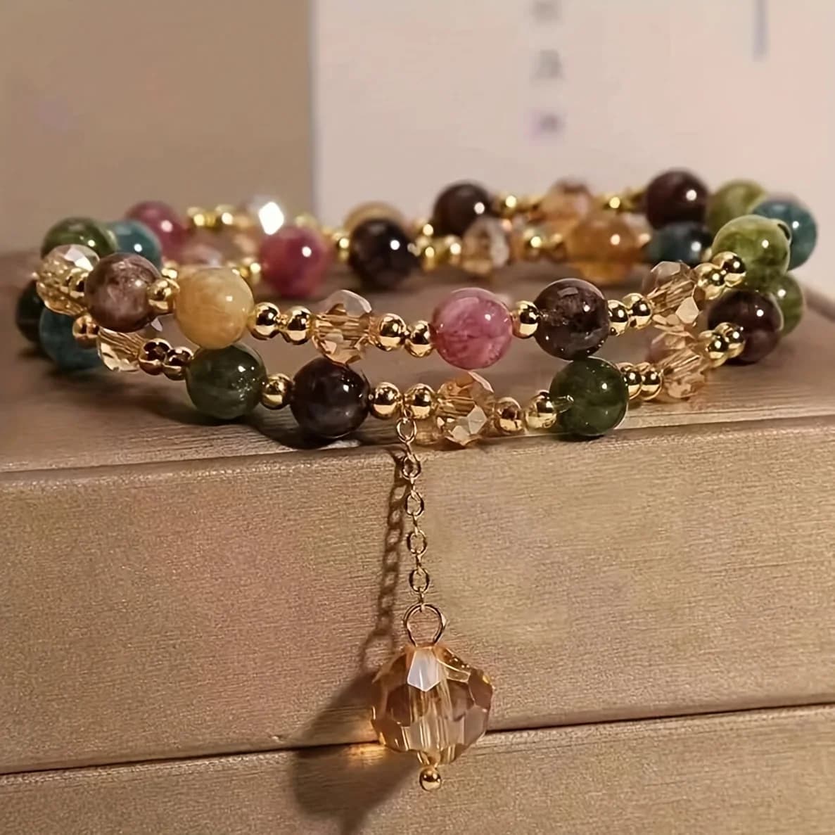 Braccialetto a Doppio Cerchio Colorato, Gioiello di Lusso Elegante, Regalo Perfetto per Donne e Amiche
