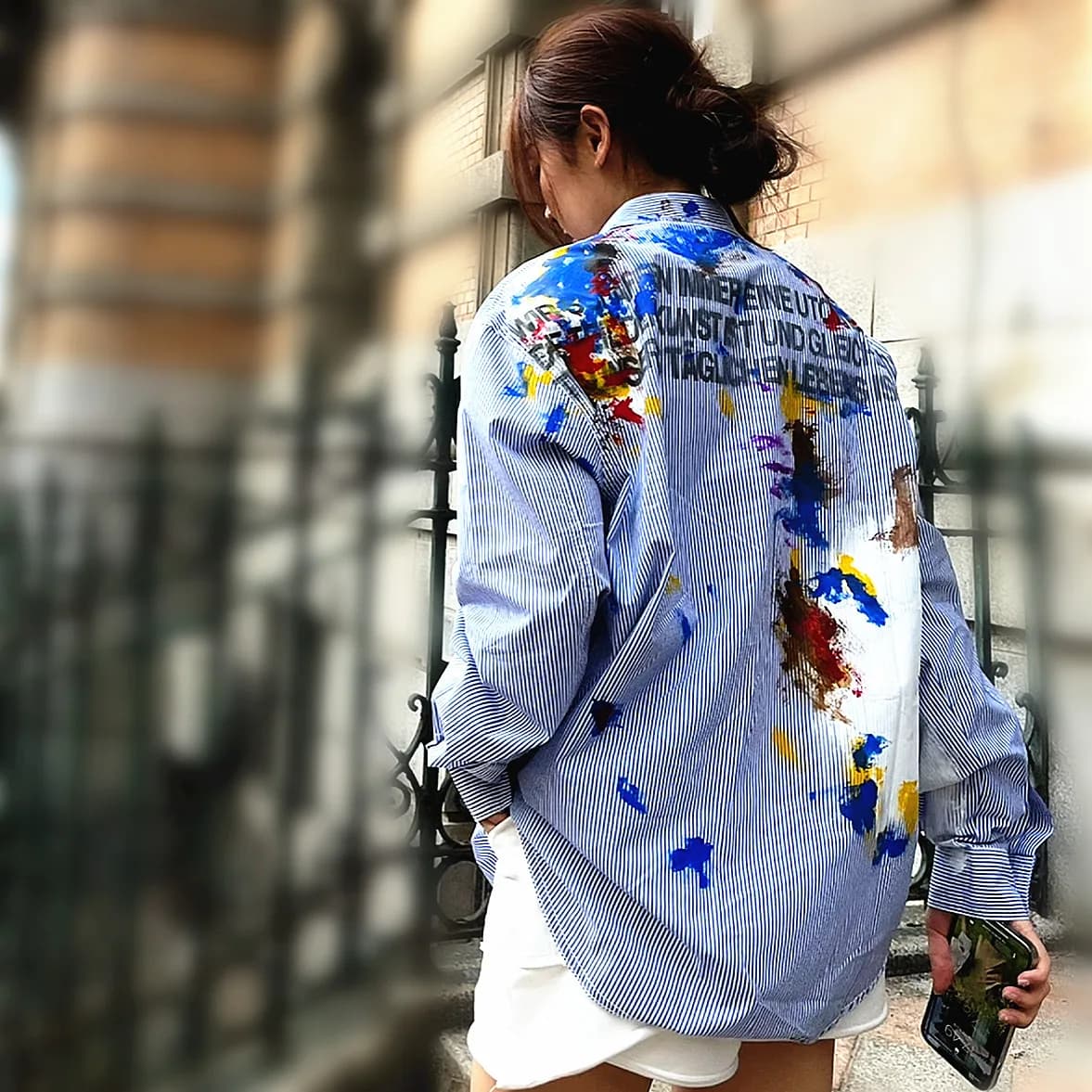 Oversize Chic nuove donne allentate primavera lunghe camicie da strada lettere stampa Graffit camicette da donna camicette da festa camicie Casual NZ115
