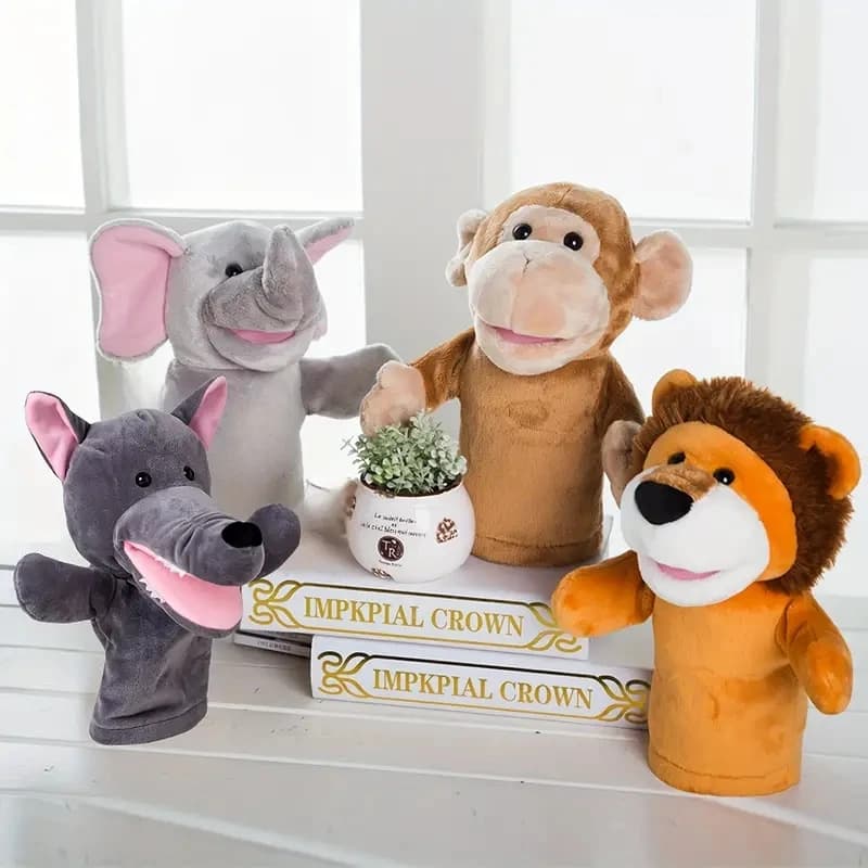 Giocattolo di peluche per bambini Cartoon Animal Family Hand Puppet gioco di ruolo Tell Story Cloth Doll giocattoli educativi per bambini bambini