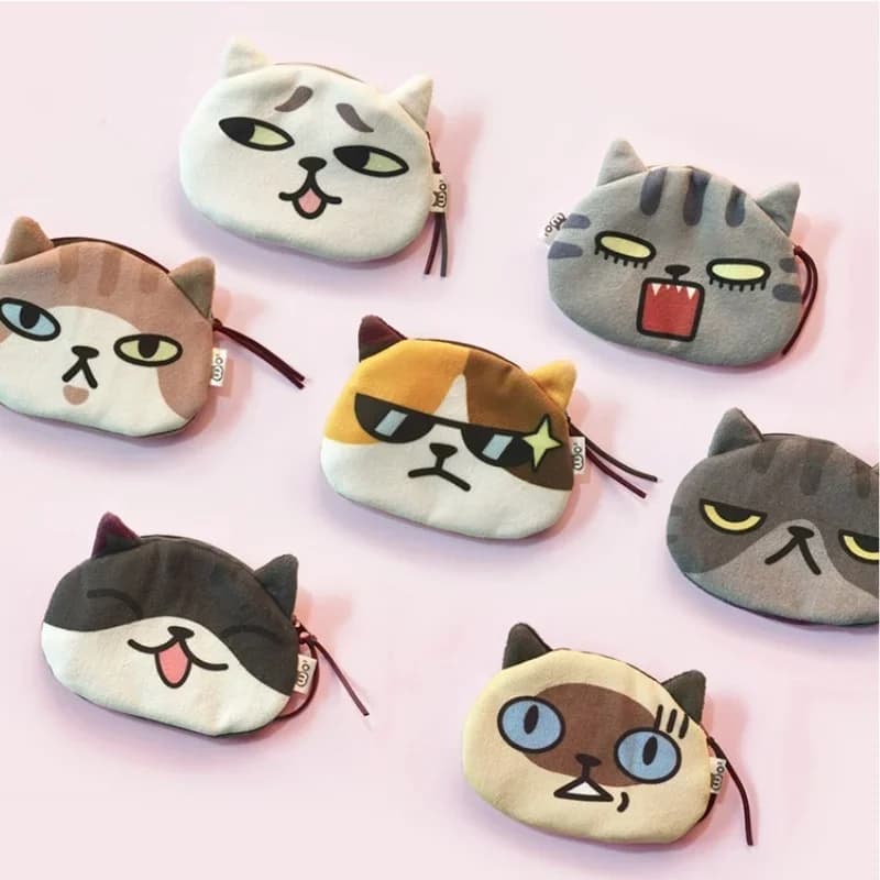 Cartoon Friendly Cartoon Cartoon Cat Cartoon Card Holder Souls Kawaii Beautiful Card Organizer and Wallet Case Zippered Kids Gifts