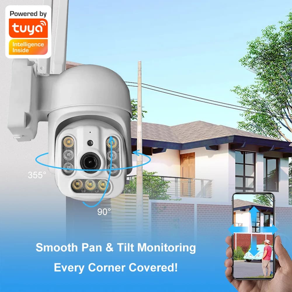 2MP 1080P Tuya APP DC/E27 Telecamera dome IP PTZ wireless a colori AI Rilevazione umanoide Sicurezza domestica CCTV Baby Monitor