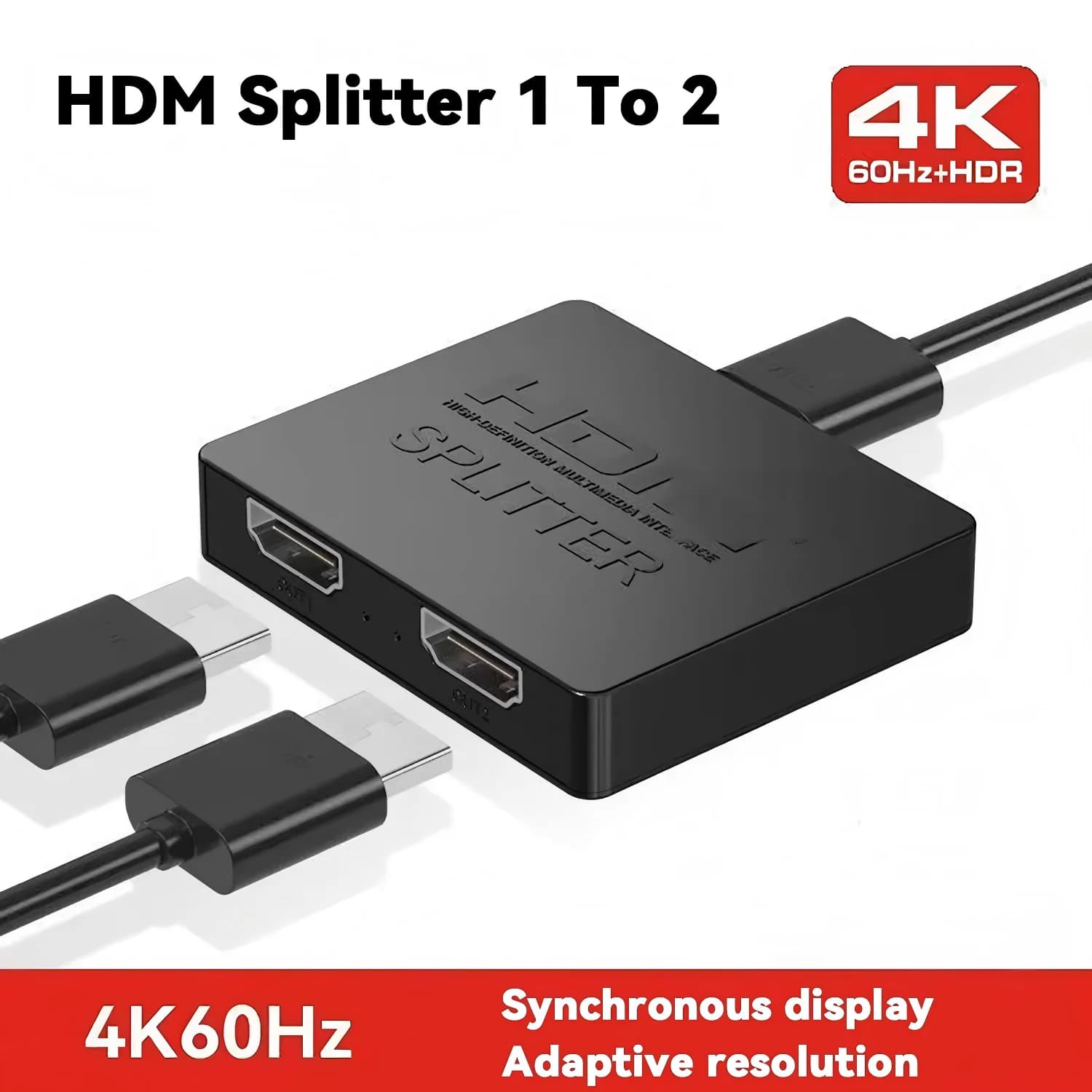 Splitter 1x2 Compatibile 4K, Distributore Video 1 Ingresso 2 Uscite, Amplificatore per Doppio Display per Box PC, Monitor, Proiettore, Laptop