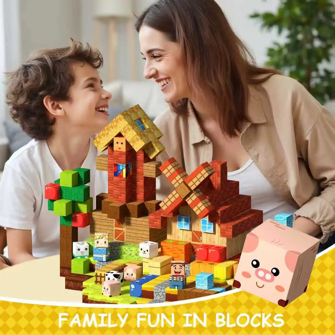 150 pezzi di giocattoli Montessori STEM, set di piastrelle magnetiche Dream Farm per ragazzi e ragazze dai 3 ai 8 anni. Blocchi da costruzione per gioco creativo e sensoriale