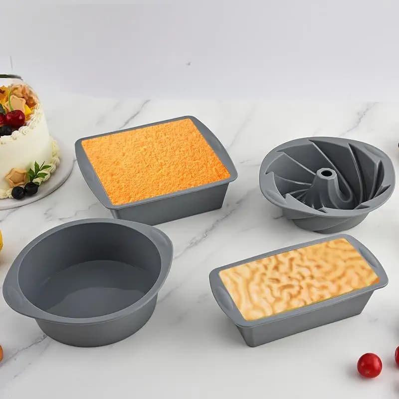 4 piece square silicone brownie mold with anti-slip handle for oven and air fryer Safe cooking