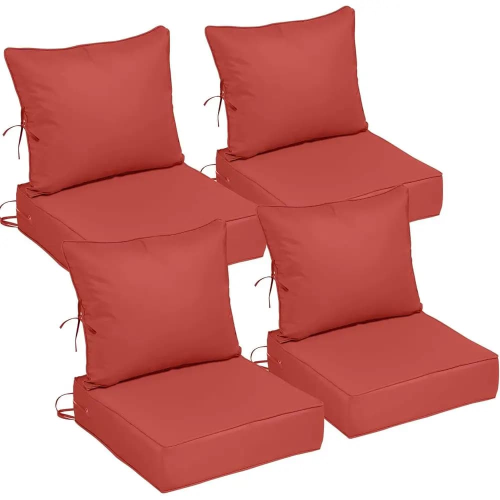Set di 4 Cuscini per Sedie da Esterno 22x22, Cuscini Profondi Impermeabili per Mobili da Giardino con Rivestimento Rimovibile, Resistenti all'Acqua 4''