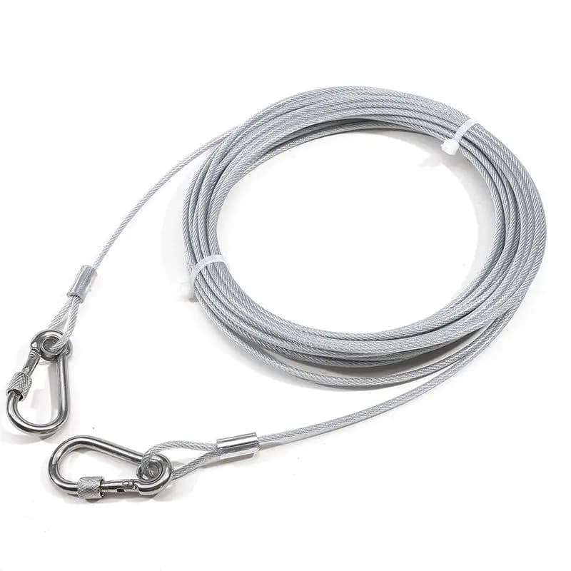 Cavo di sicurezza leggero in acciaio per cani con clip premium per cani fino a 113 kg, per guinzagli da giardino e passeggiate, 2m 3m 6m