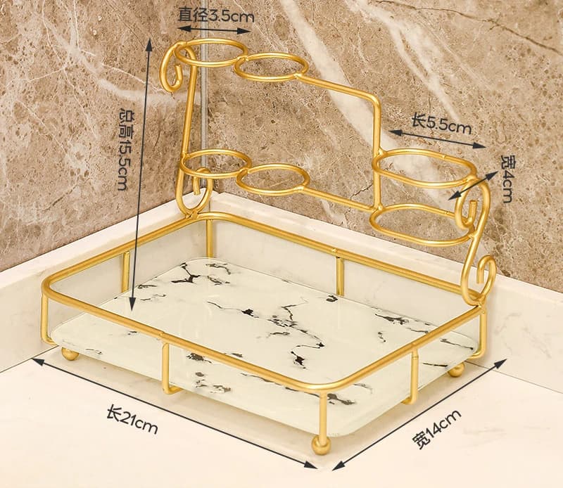 Portaoggetti per portaspazzolino elettrico da bagno di lusso leggero Portaoggetti per hotel da tavolo Scaffale per lavabo senza punzonatura