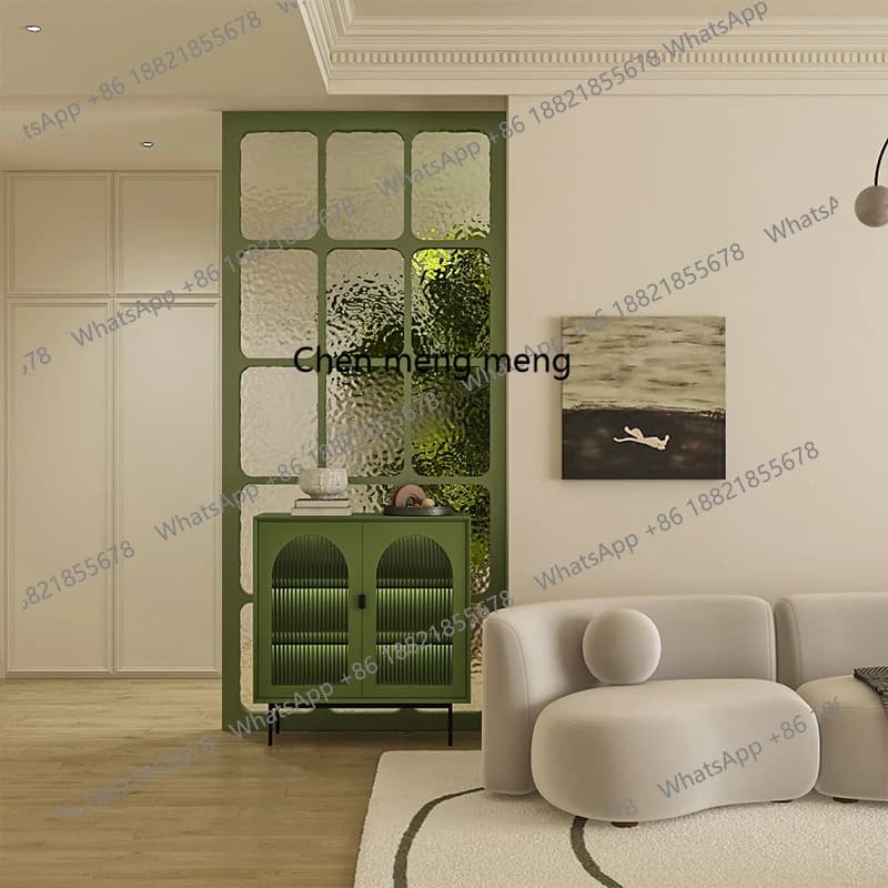 Schermo d'ingresso moderno e semplice Changhong divisorio in vetro in legno massello soggiorno blocco piccolo appartamento luce lusso crema vento
