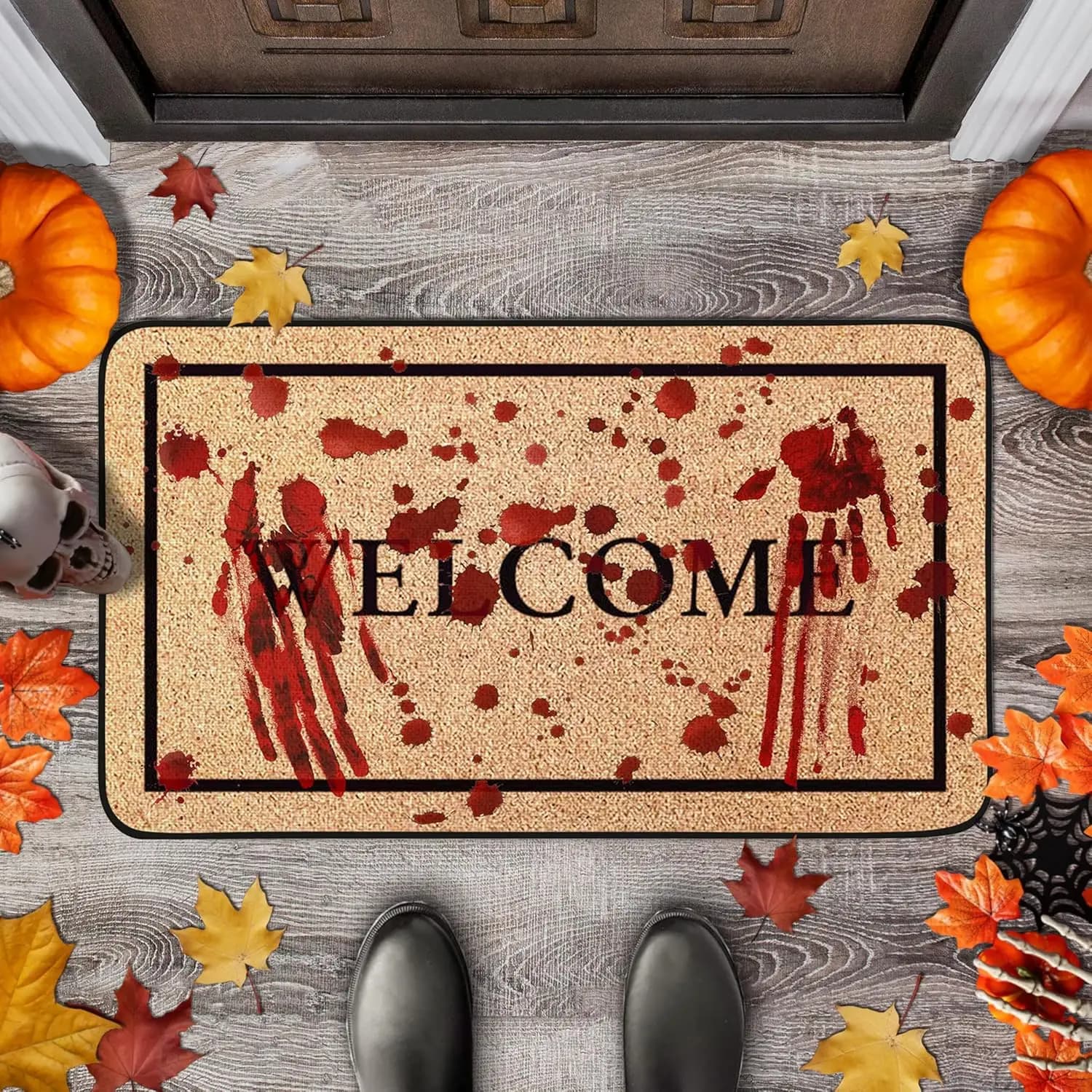 VIKAMA Horror Macchia di sangue Tappeto di Halloween Tappetino di benvenuto per interni ed esterni Passaggio d'ingresso Tappeto da cucina Decorazione della casa