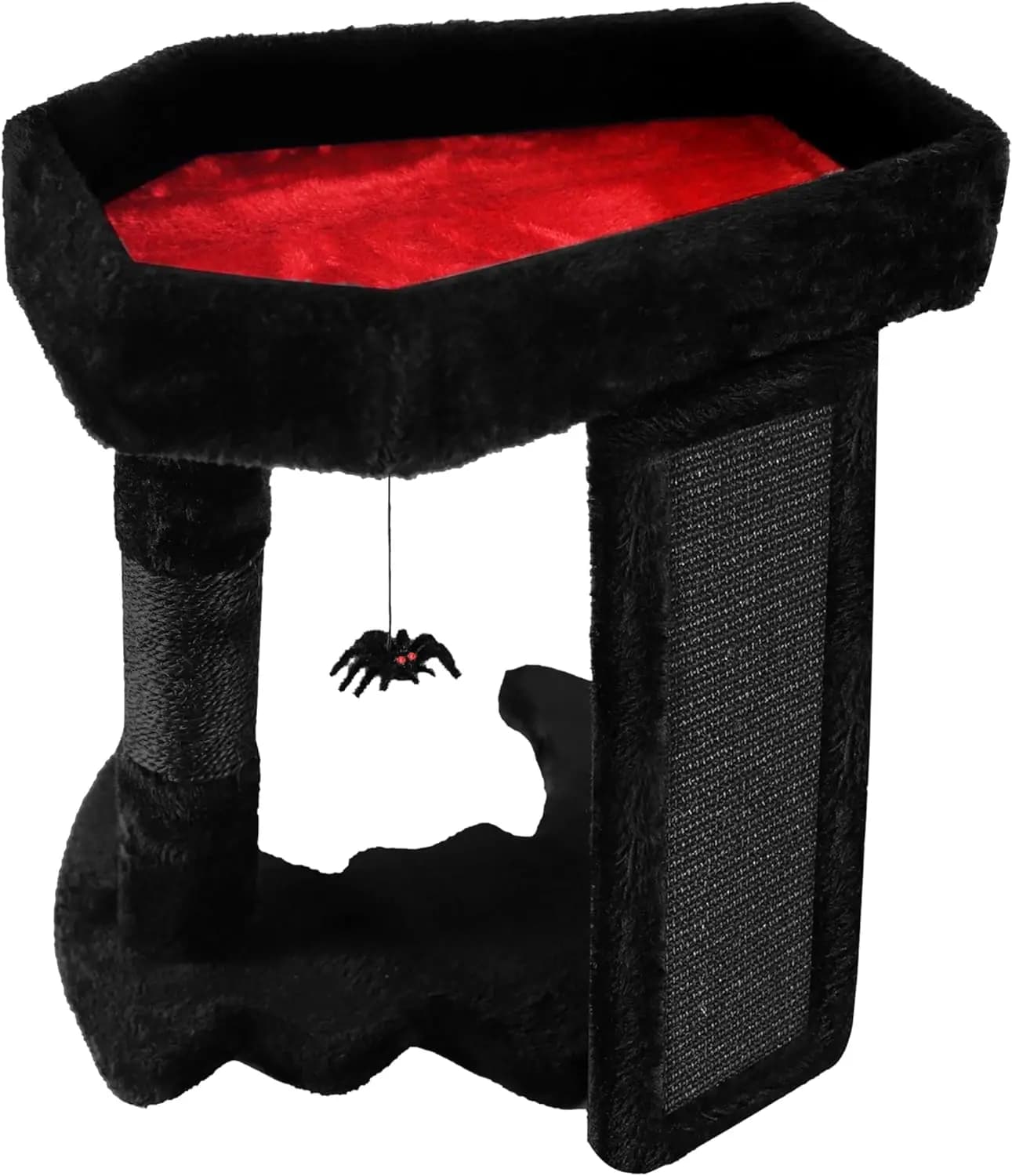 Torre Tiragraffi Gotica per Gatti con Cuccia a Forma di Bara per Gatti da Interno, Tiragraffi Gotico per Gatti di Halloween, Tiragraffi Gotico con Sisal