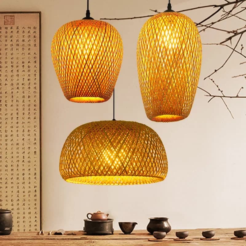 Le più nuove lampade a sospensione in bambù plafoniere in rattan vimini lucentezza intrecciatura lavorata a mano sospesa casa da pranzo decorazione intrecciata CALDA