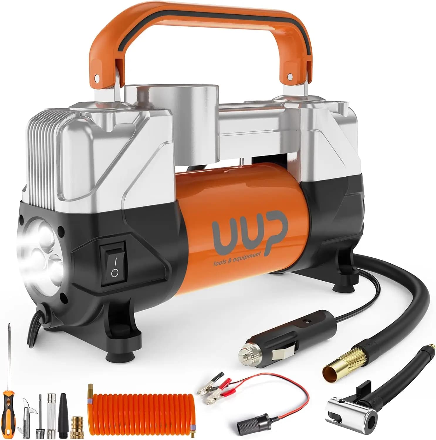 Compressore d'aria portatile per impieghi gravosi da 150 PSI 12V DC con luce LED per gonfiaggio pneumatici di camion, SUV, auto e camper