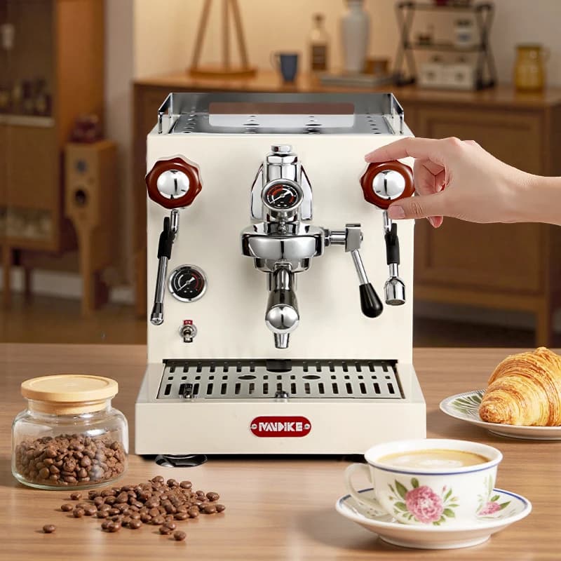 MDK MC-6 Macchina per caffè espresso semiautomatica commerciale in palissandro con sistema di acqua calda Spina americana per hotel, automobili e camper