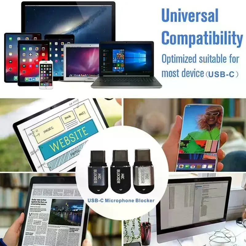 USB-C microphone block: Privacy protection compatible with any USB-C device (laptop, smartphone, tablet)
