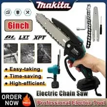 Motosega Elettrica Portatile Makita da 6 Pollici, Utensile Elettrico per Potatura e Taglio del Legno