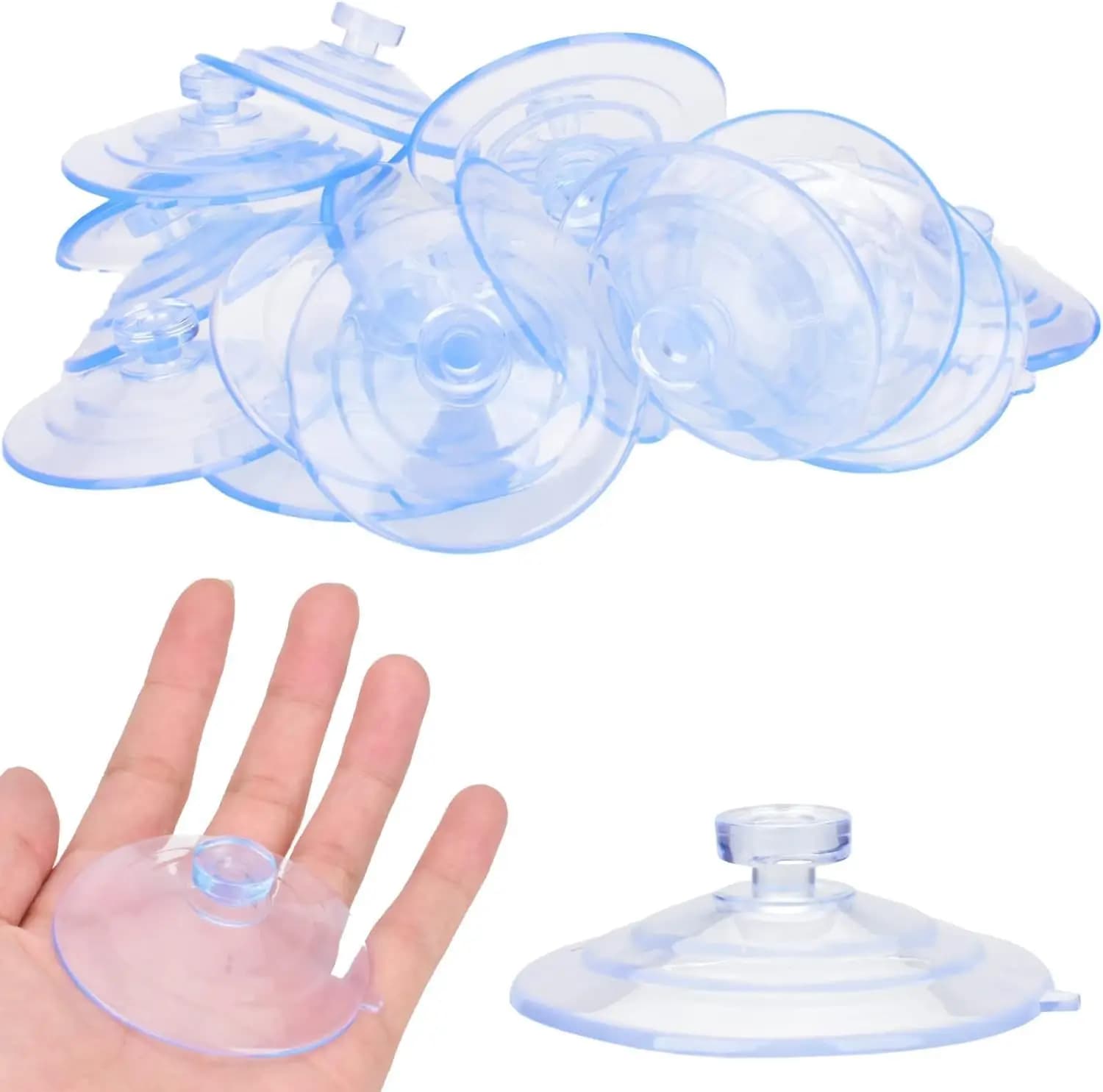 Confezione da 12 Ventose in PVC Trasparente da 65mm per Vetro, Piastrelle e Parabrezza Auto, Tenuta Forte Senza Ganci