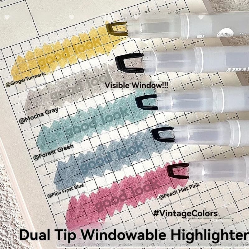 5 colori/set Doppia penna evidenziatore con punta per finestra unica Doppia testa Evidenziatori di colore pastello Pennarello Forniture di cancelleria per la scuola