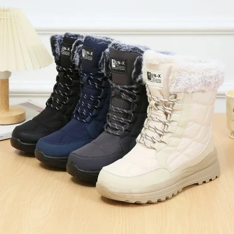 Stivali da neve da donna caldi in peluche invernale Stivali con plateau stringati alla moda Stivali da trekking comodi antiscivolo per esterni Botas De Mujer