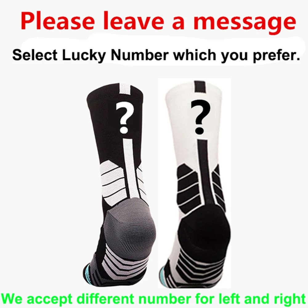 Calzini personalizzati basket Calcetines Professional uomo donna sport ciclismo calzini da corsa calzini nero bianco fai da te il tuo numero fortunato 0-9