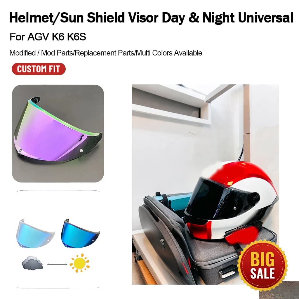 Motorcycle Helmet Visor Day Night Sun Shield Lens For AGV K6 K6S Full Helmet, Multi Colors Replacement Mod Parts