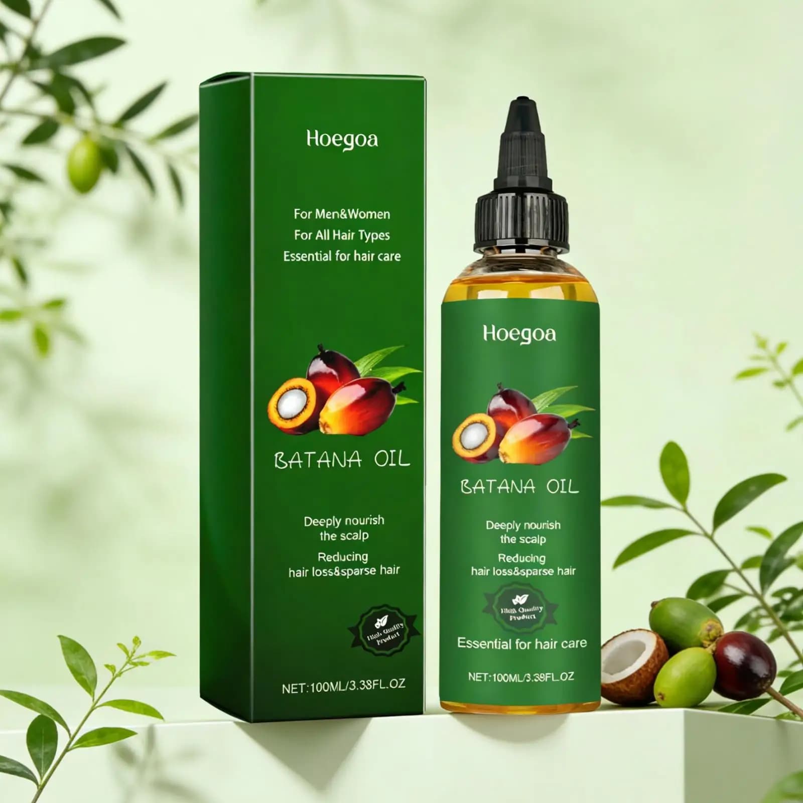 Hoegoa Batana Hair Oil, Anti-Cadut Treatment, Hydrating and Regenerating for Men and Women, Cuoio Capelluto 100ml