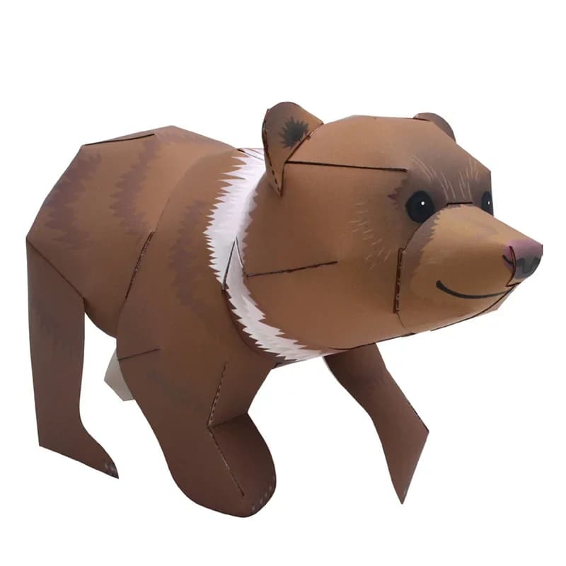 Grizzly Brown Bear Origami Art Folding Mini Cute 3D Paper Model Papercraft Animal DIY Kids Adult Handmade Craft Toys QD-046