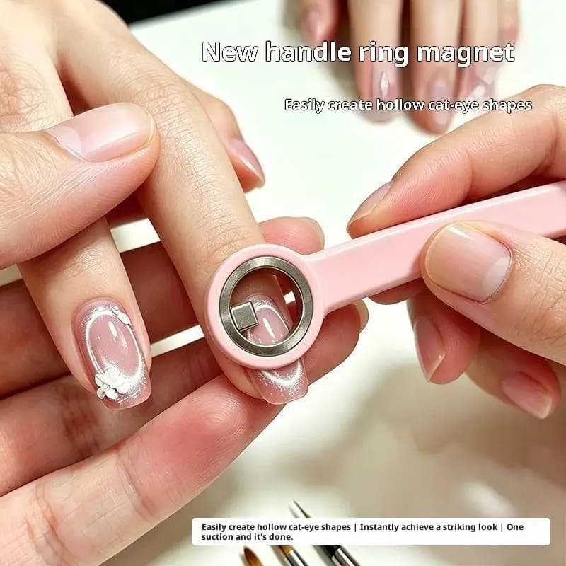 Anello Magnetico Circolare Effetto Occhio di Gatto con Manico, Strumento Magnetico Potente per Unghie, Effetto Occhio di Gatto Cavo per Smalto Gel Fai da Te